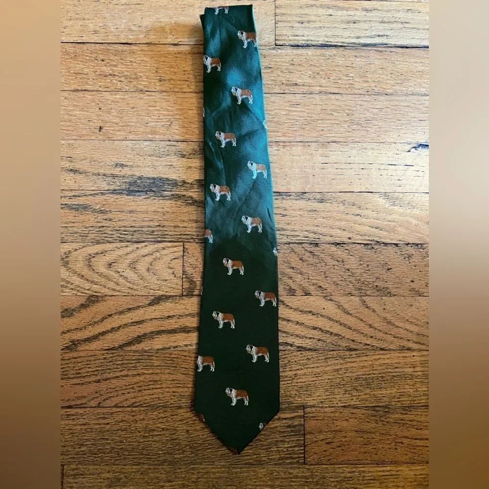 J. Crew Men's Green St. Barnard Pattern Silk Tie
